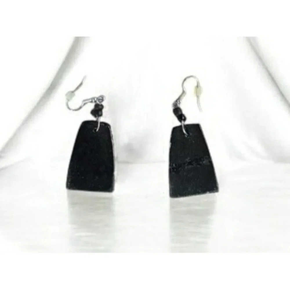 Handcrafted Shell Guinea Fowl Earrings With Unique Design & Silver Hooks - Picture 2 of 7